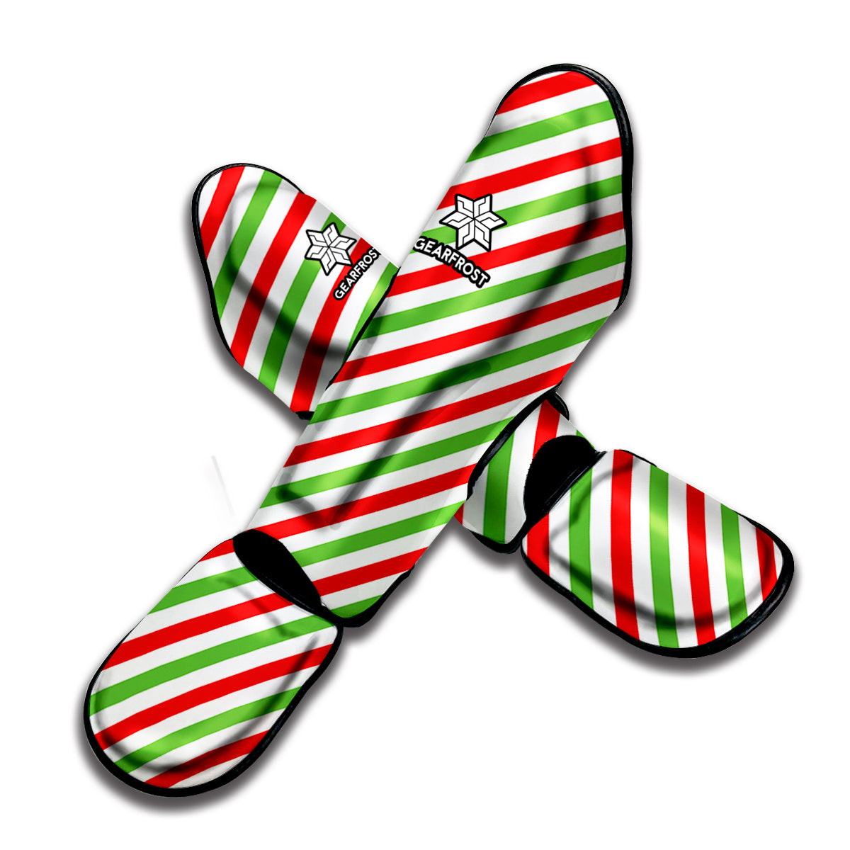 Christmas Candy Cane Striped Print Muay Thai Shin Guard