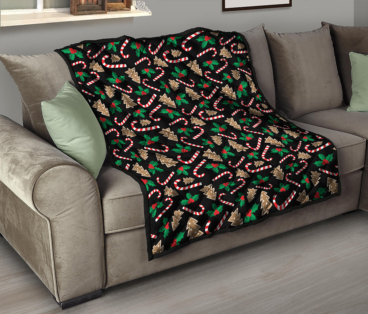 Christmas Cookie And Candy Pattern Print Quilt