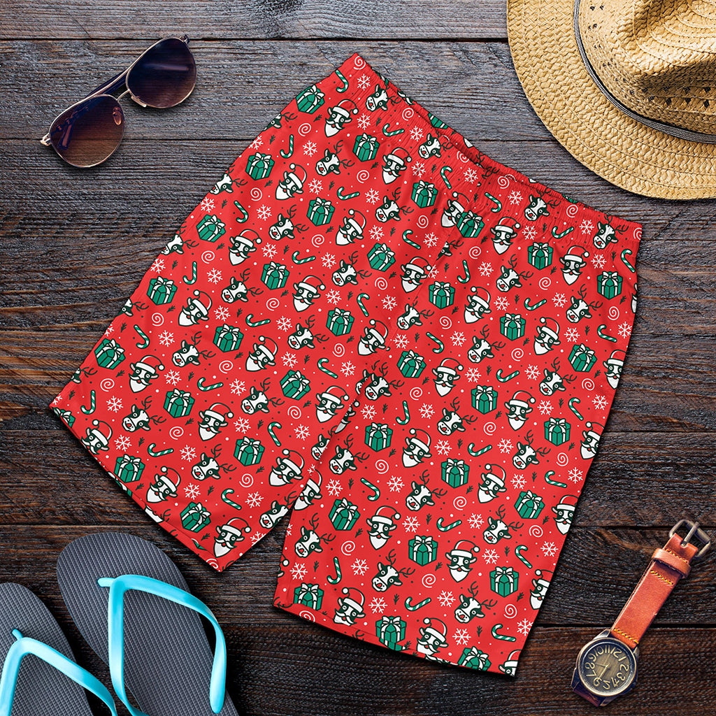 Christmas Cow Pattern Print Men's Shorts