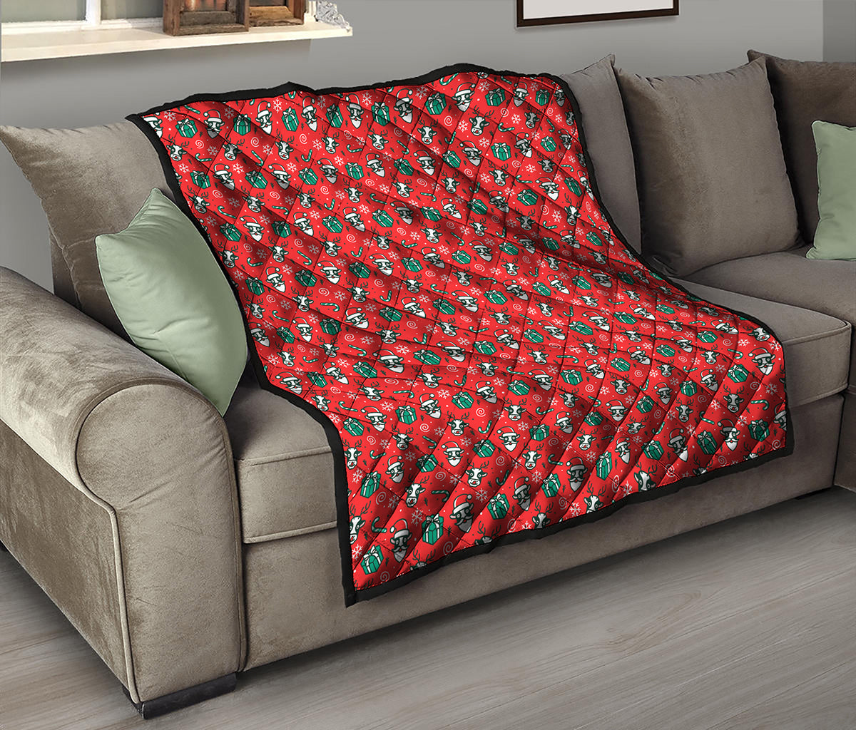 Christmas Cow Pattern Print Quilt