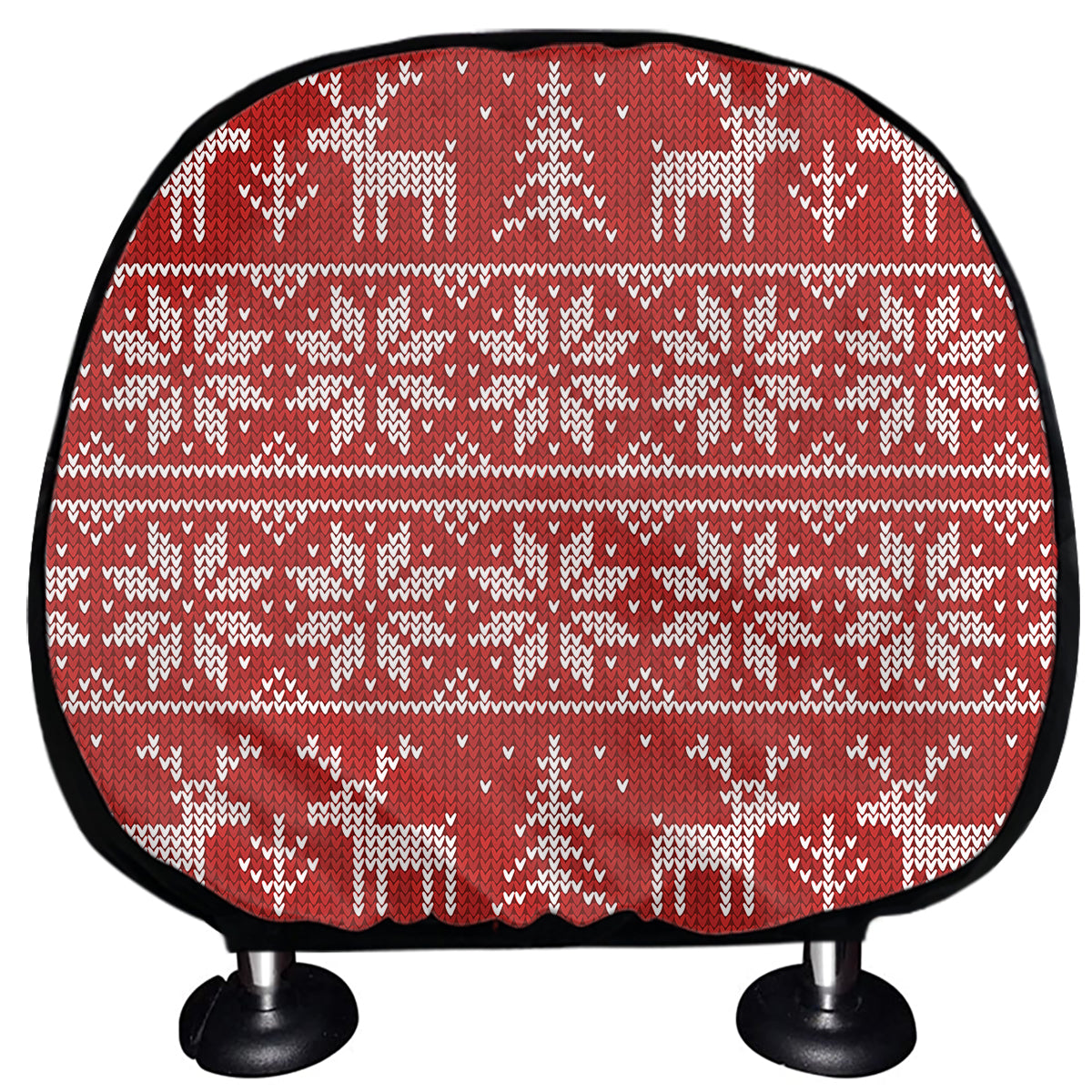 Christmas Deer Knitted Pattern Print Car Headrest Covers