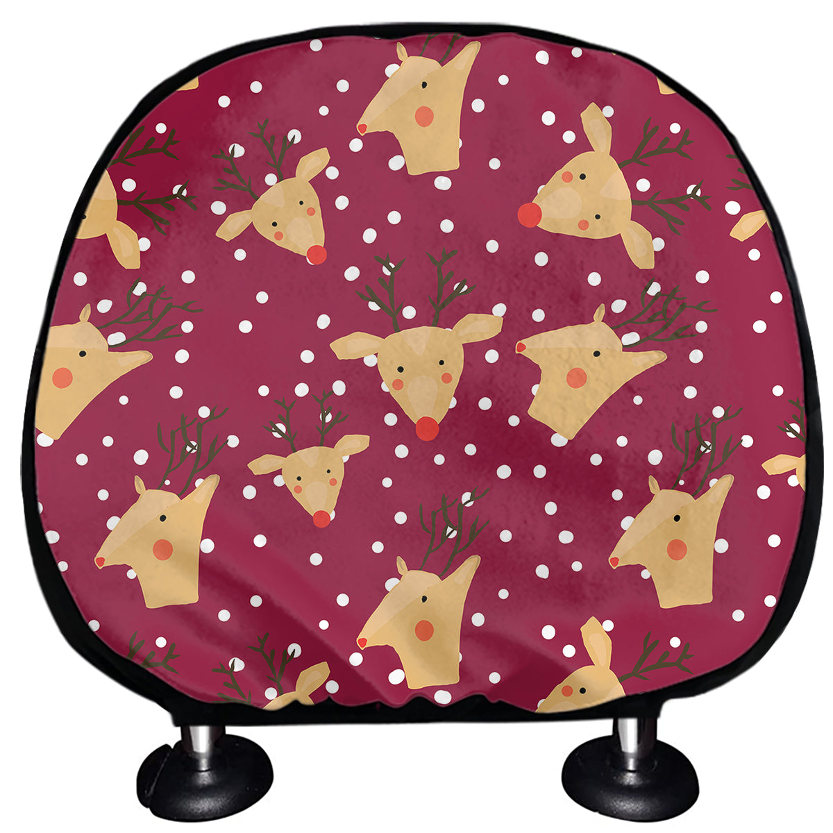 Christmas Deer Pattern Print Car Headrest Covers