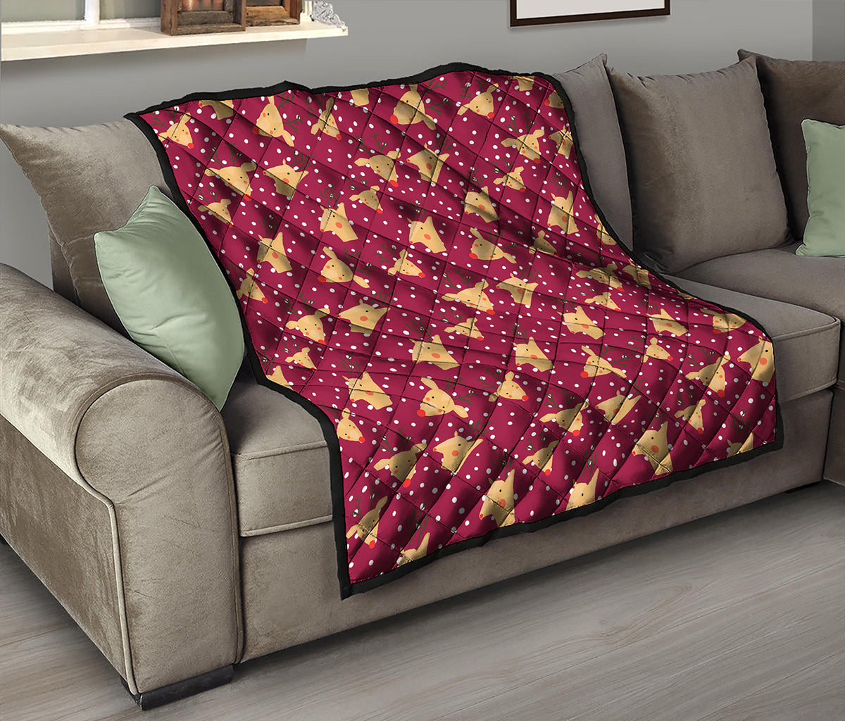 Christmas Deer Pattern Print Quilt
