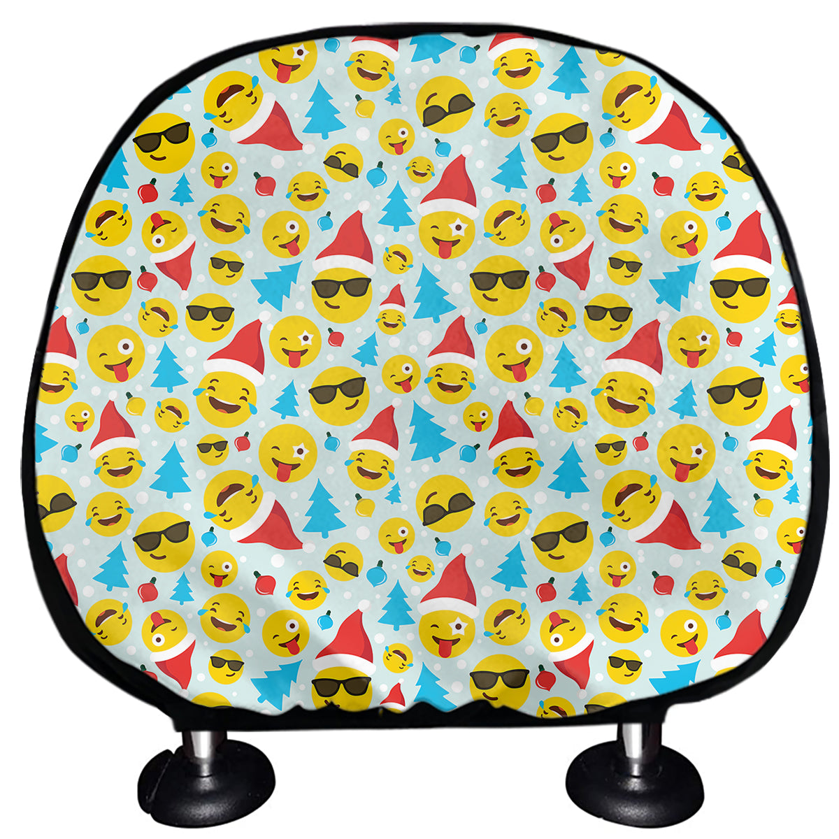 Christmas Emoji Pattern Print Car Headrest Covers