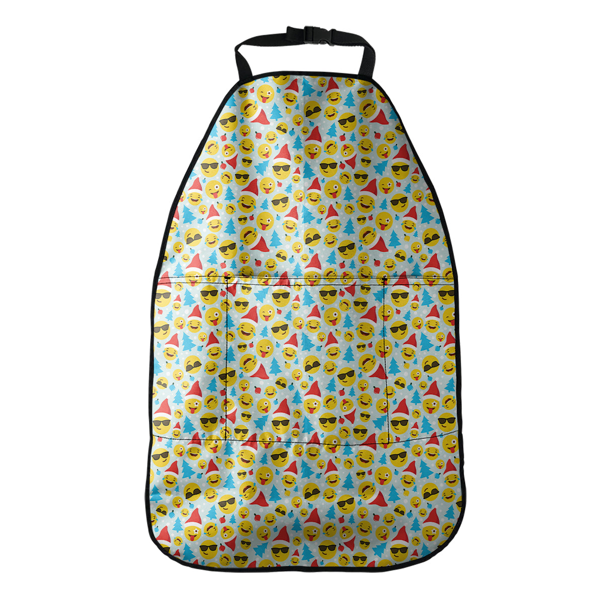 Christmas Emoji Pattern Print Car Seat Organizers