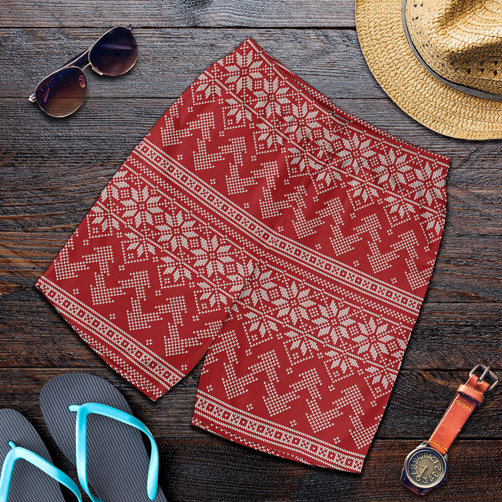 Christmas Festive Knitted Pattern Print Men's Shorts