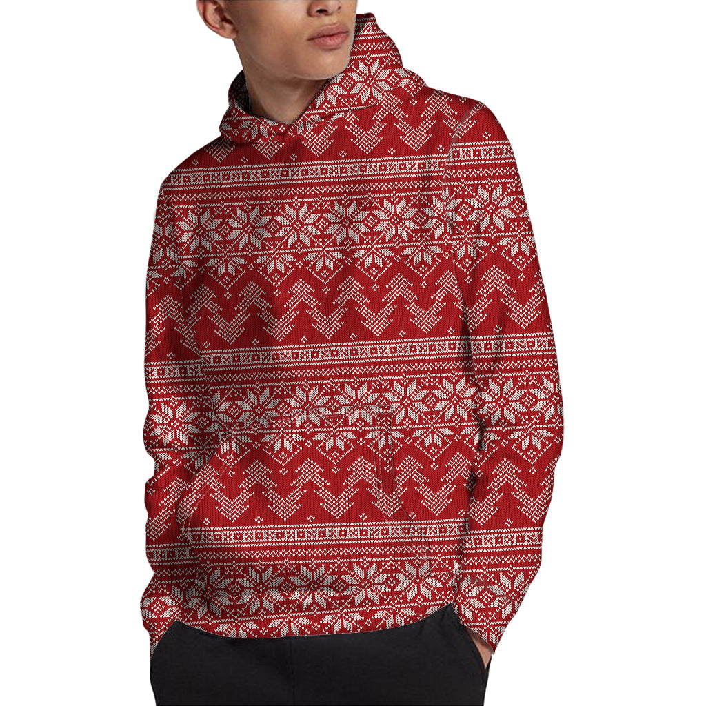 Christmas Festive Knitted Pattern Print Pullover Hoodie
