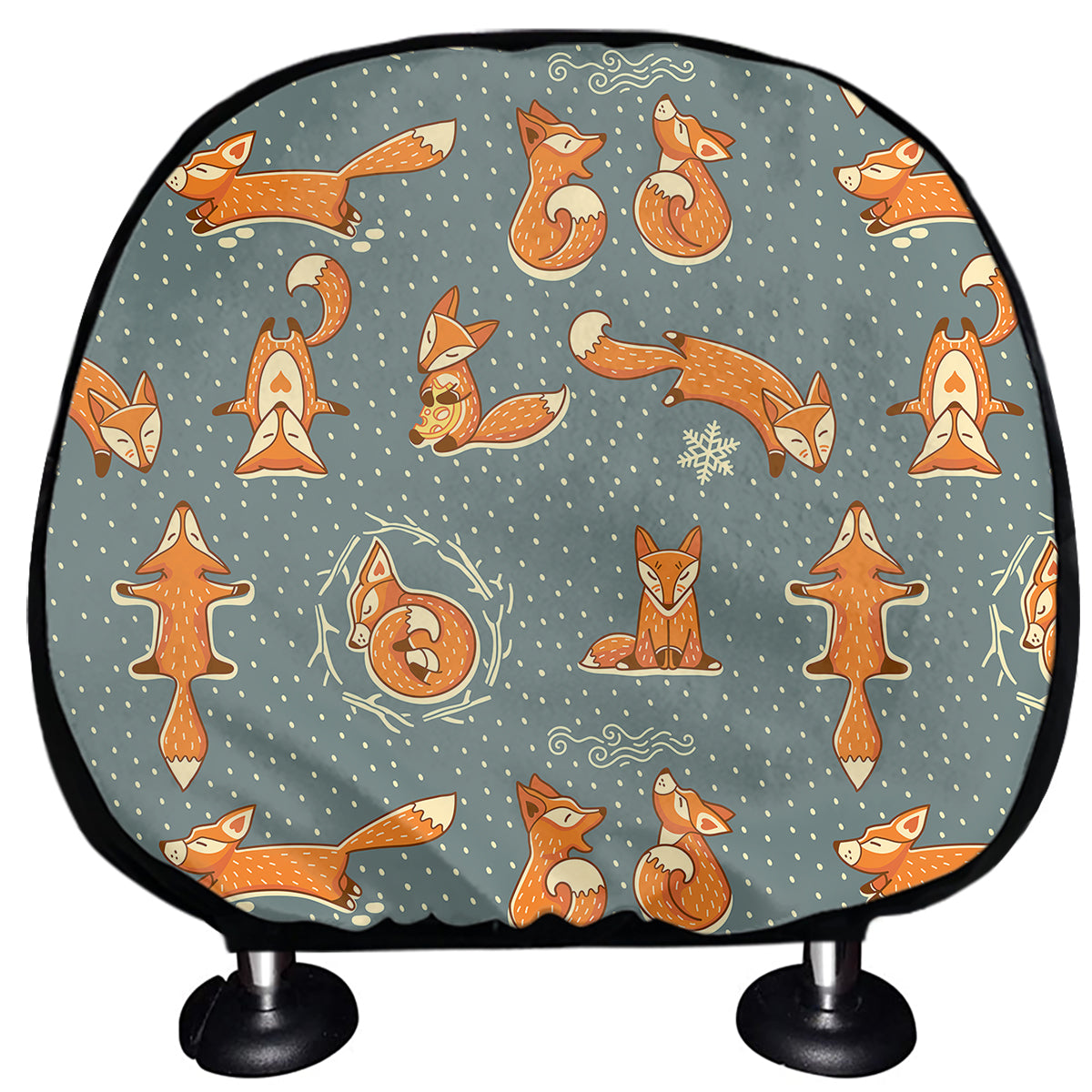 Christmas Fox Pattern Print Car Headrest Covers