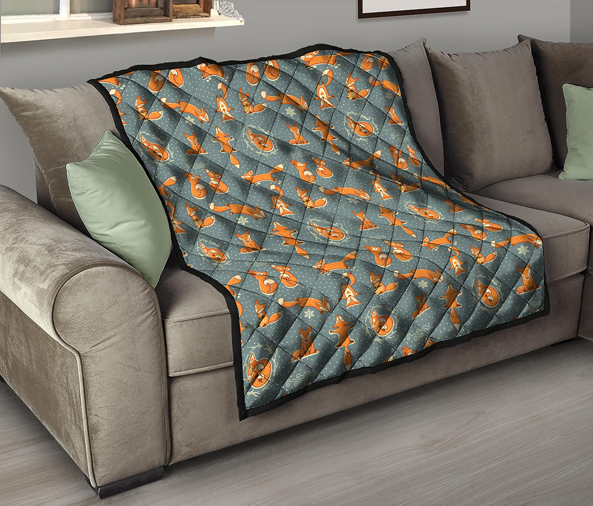 Christmas Fox Pattern Print Quilt