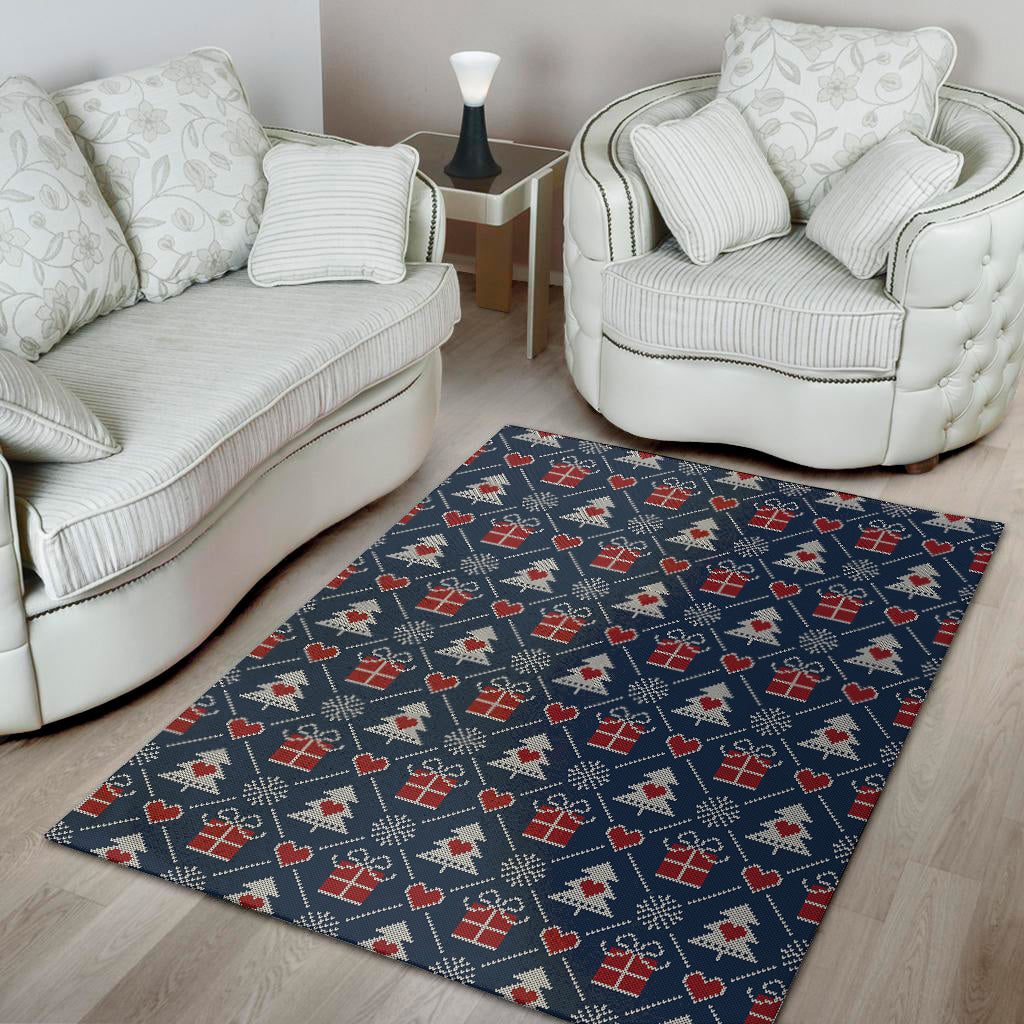 Christmas Gift Knitted Pattern Print Area Rug