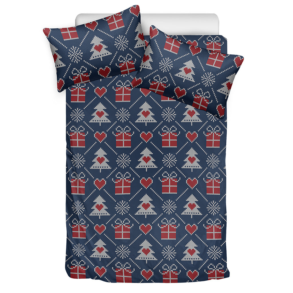 Christmas Gift Knitted Pattern Print Duvet Cover Bedding Set