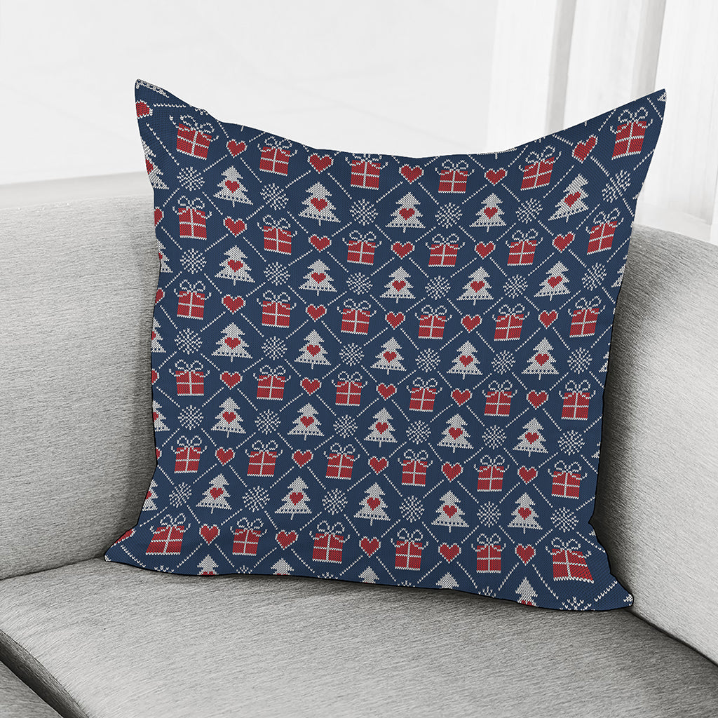 Christmas Gift Knitted Pattern Print Pillow Cover