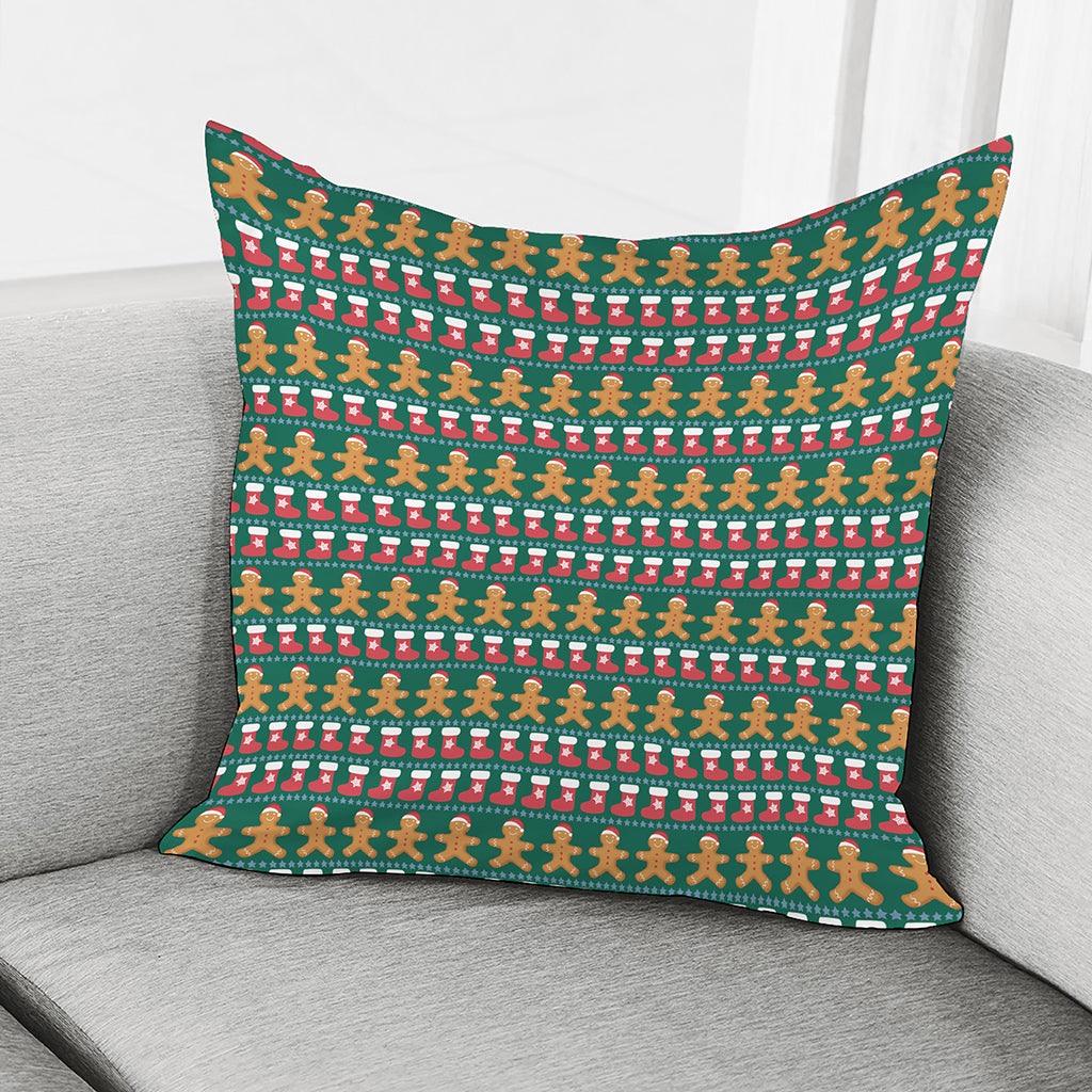 Christmas Gingerbread Man Pattern Print Pillow Cover