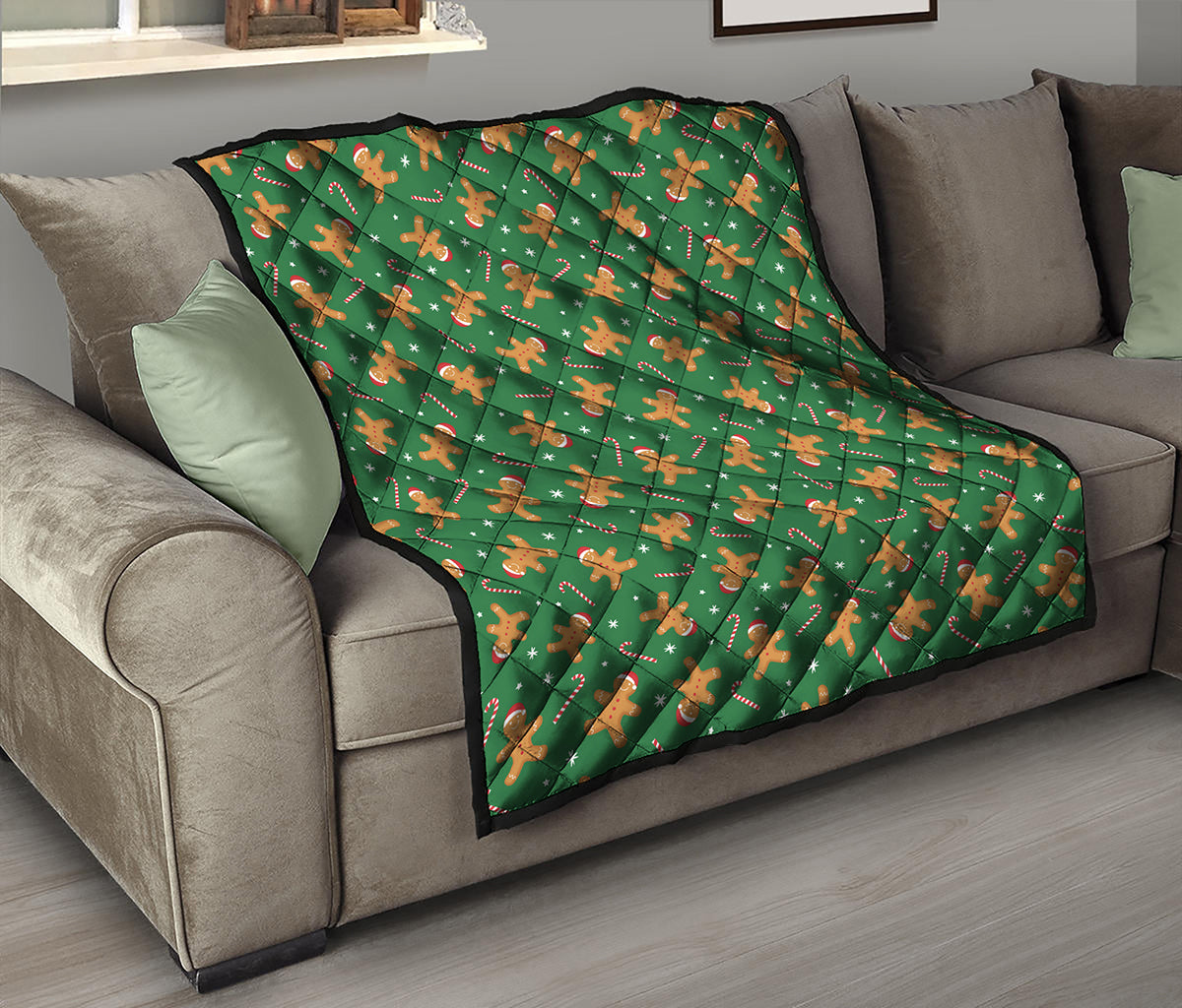 Christmas Gingerbread Pattern Print Quilt