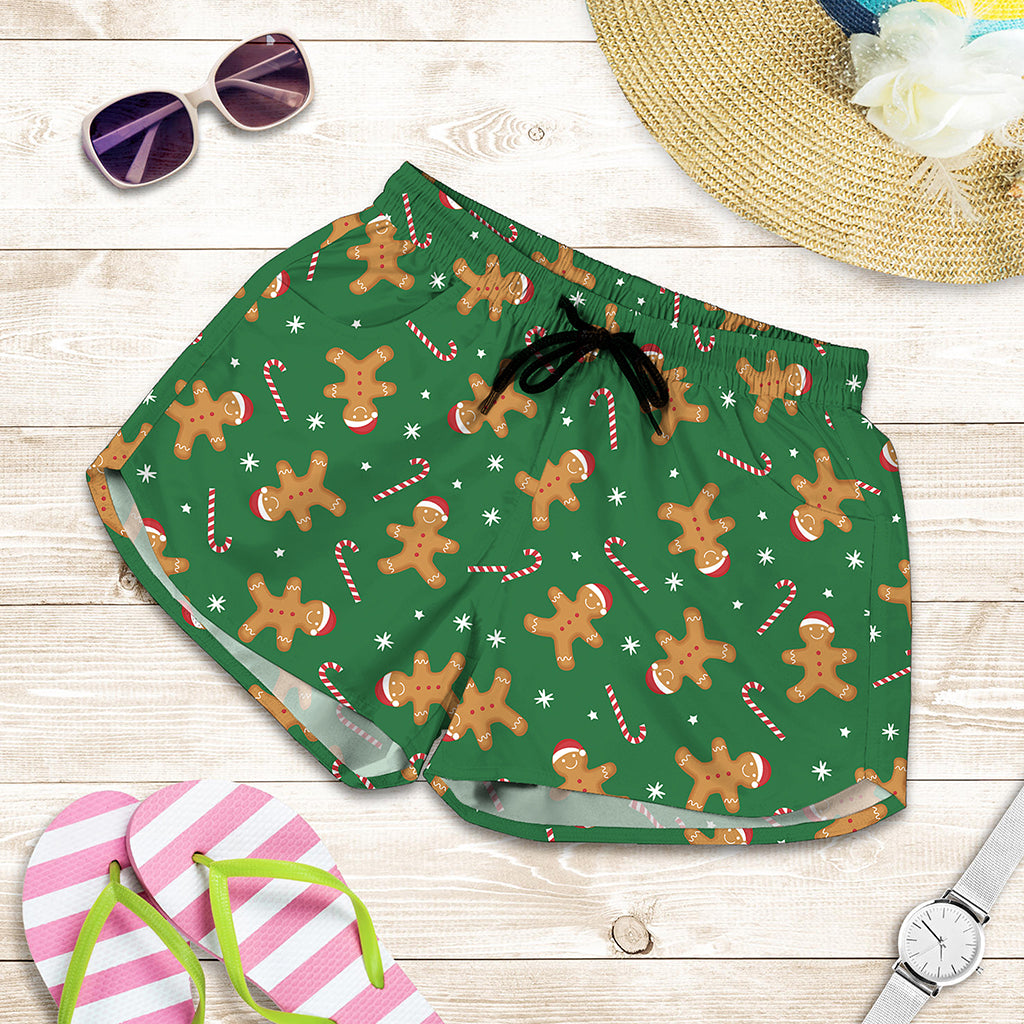 Christmas Gingerbread Pattern Print Women's Shorts