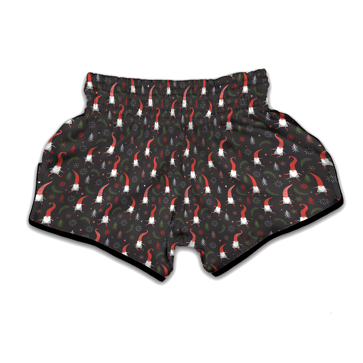 Christmas Gnomes Pattern Print Muay Thai Boxing Shorts
