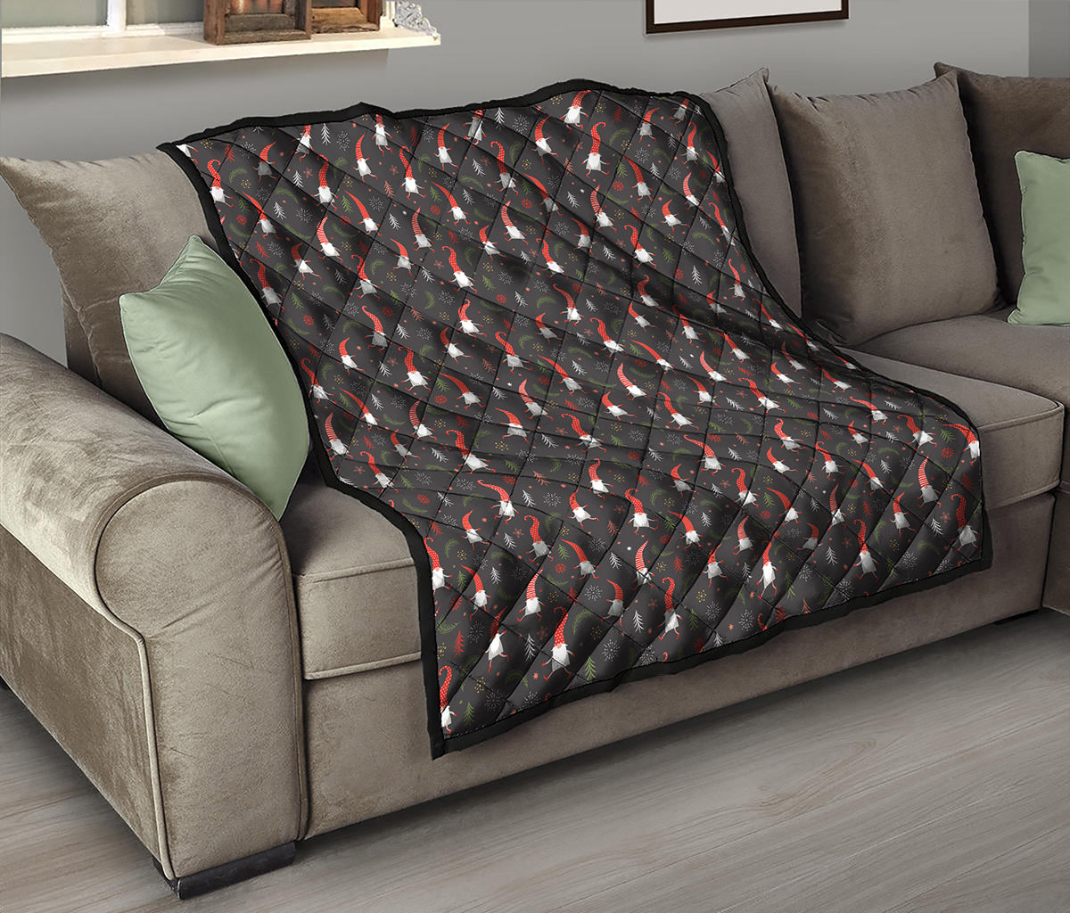 Christmas Gnomes Pattern Print Quilt