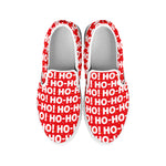Christmas Ho Ho Ho Pattern Print White Slip On Shoes