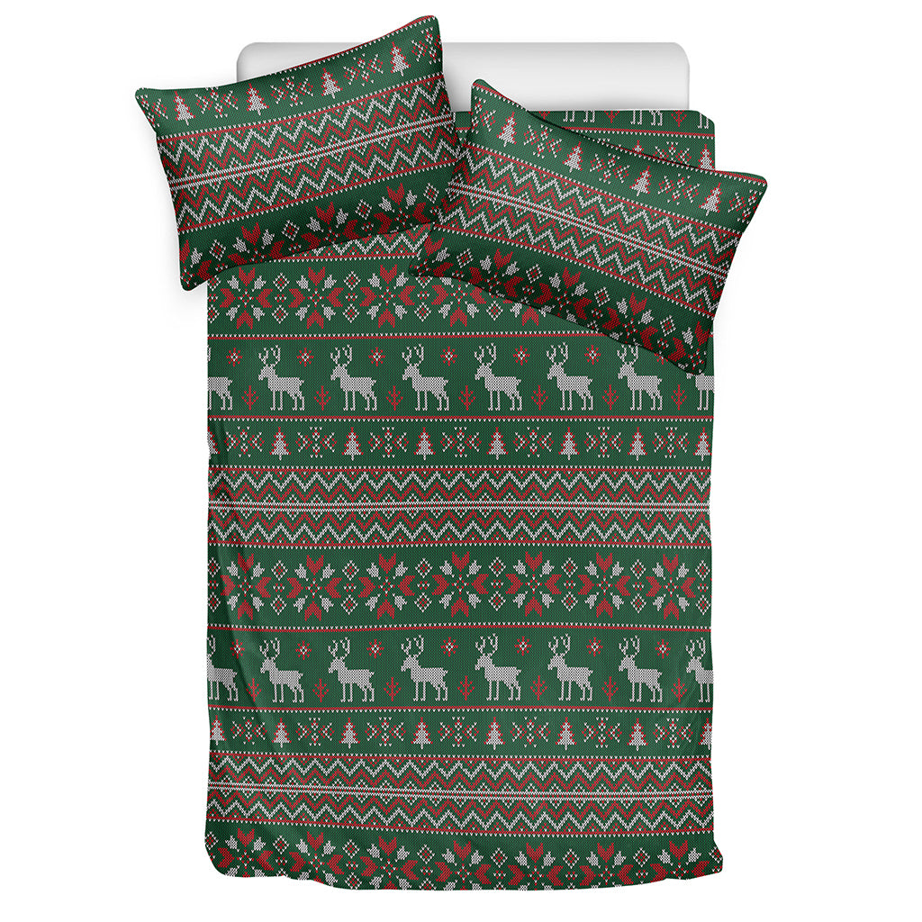 Christmas Holiday Knitted Pattern Print Duvet Cover Bedding Set