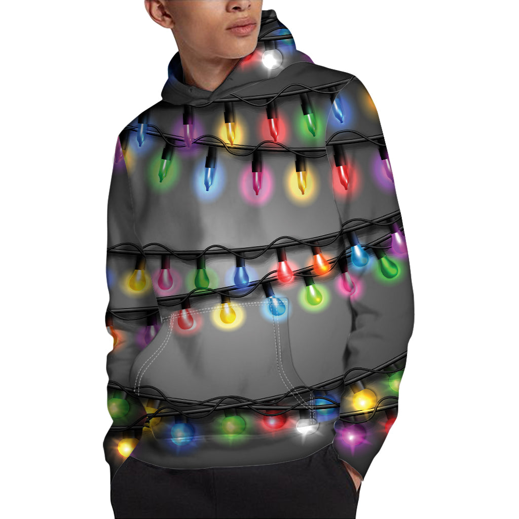 Christmas Holiday Lights Print Pullover Hoodie