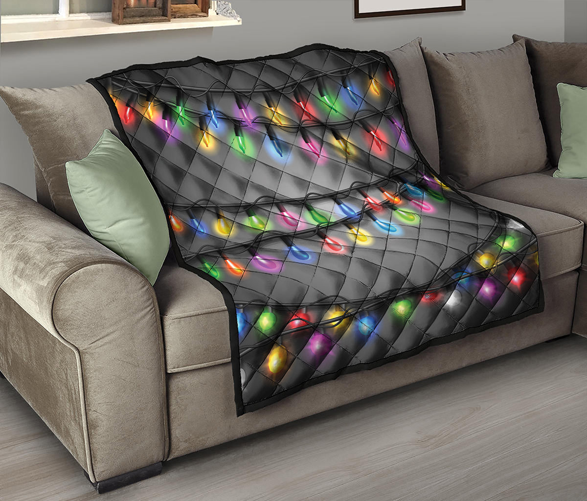 Christmas Holiday Lights Print Quilt