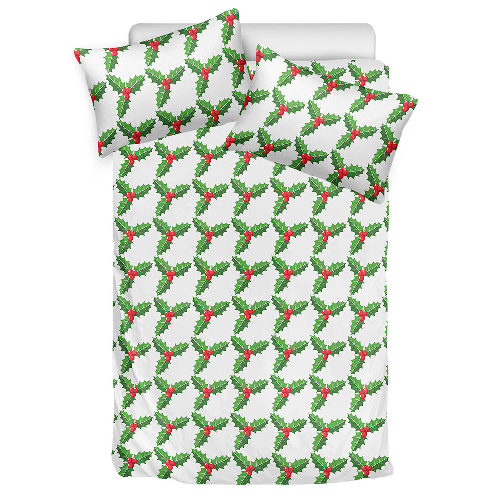 Christmas Holly Berry Pattern Print Duvet Cover Bedding Set
