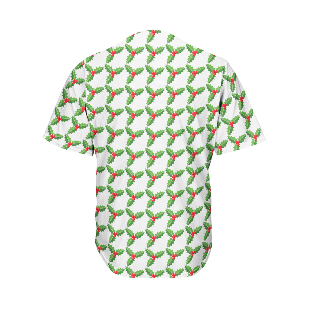 Christmas Holly Berry Pattern Print Men's Baseball Jersey