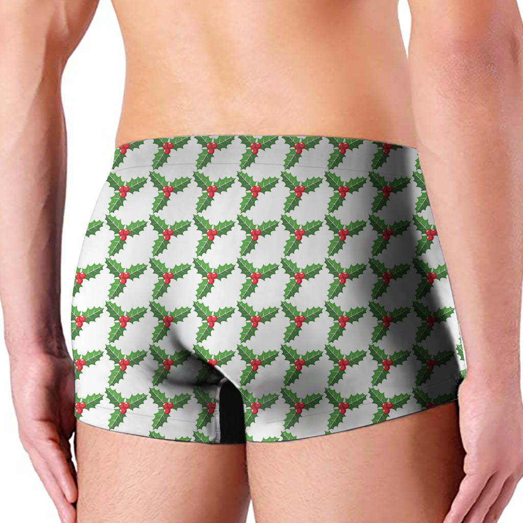 Christmas Holly Berry Pattern Print Men's Boxer Briefs