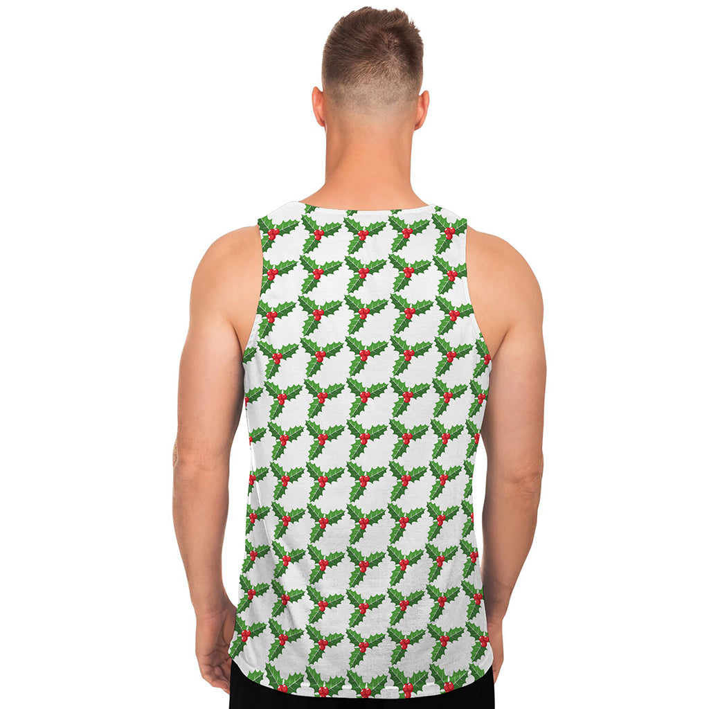 Christmas Holly Berry Pattern Print Men's Tank Top