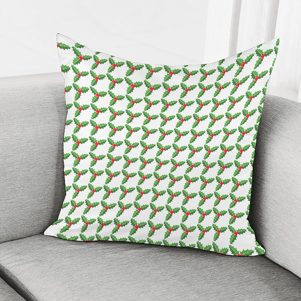 Christmas Holly Berry Pattern Print Pillow Cover