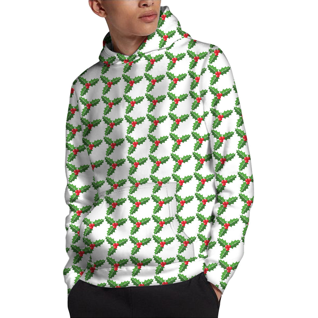 Christmas Holly Berry Pattern Print Pullover Hoodie