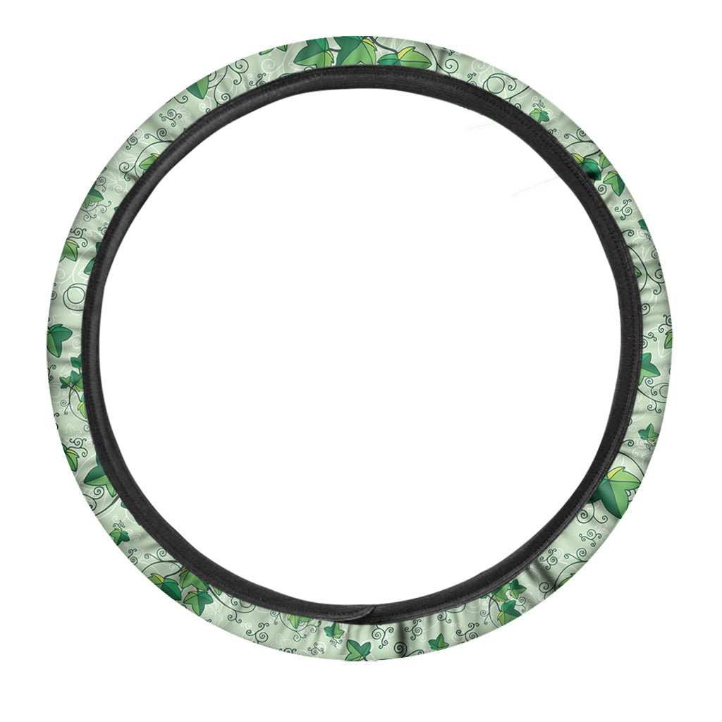 Christmas Ivy Leaf Pattern Print Car Steering Wheel Cover
