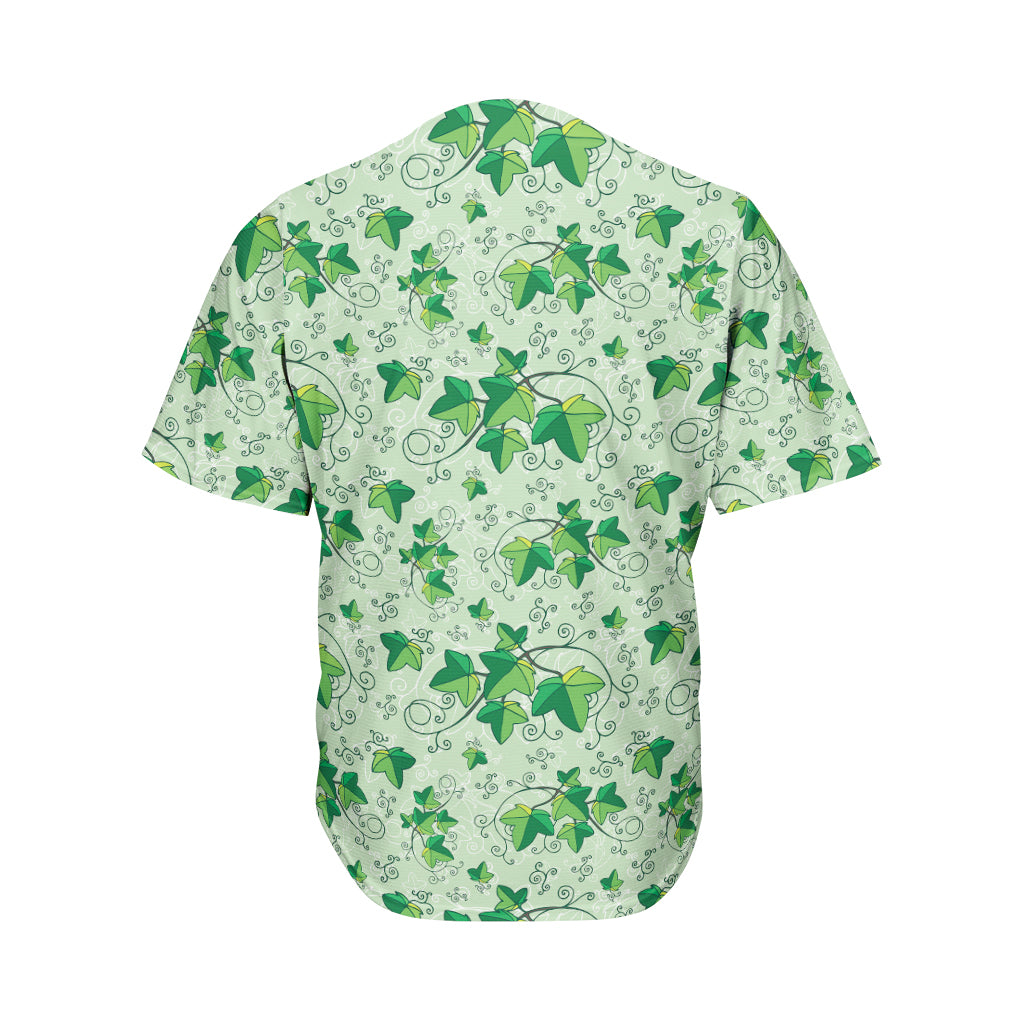 Christmas Ivy Leaf Pattern Print Men's Baseball Jersey