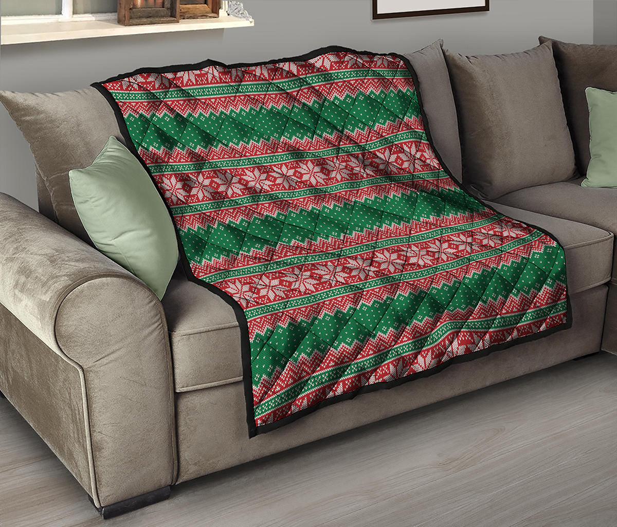 Christmas Knitted Pattern Print Quilt
