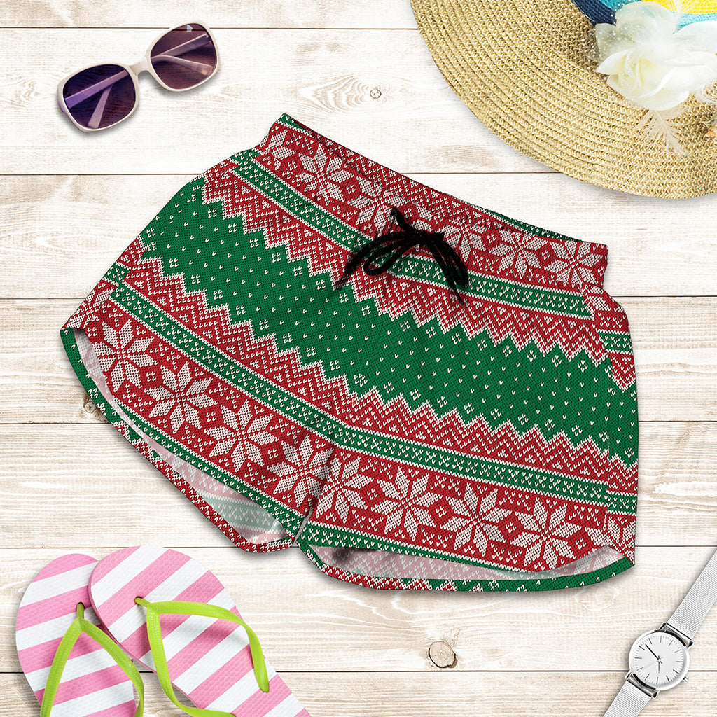 Christmas Knitted Pattern Print Women's Shorts