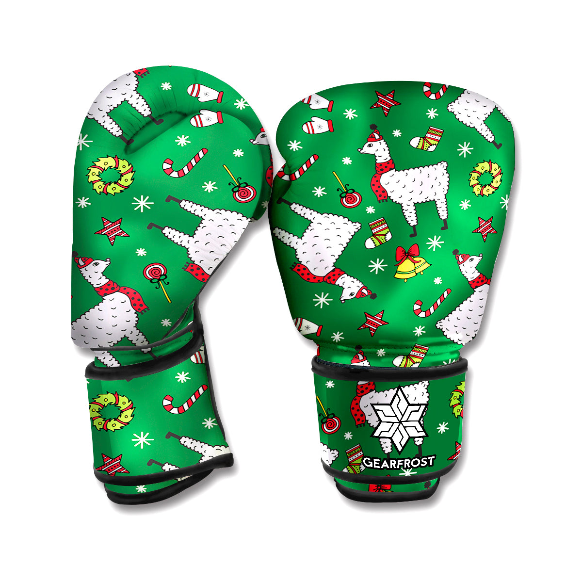 Christmas Llama Pattern Print Boxing Gloves