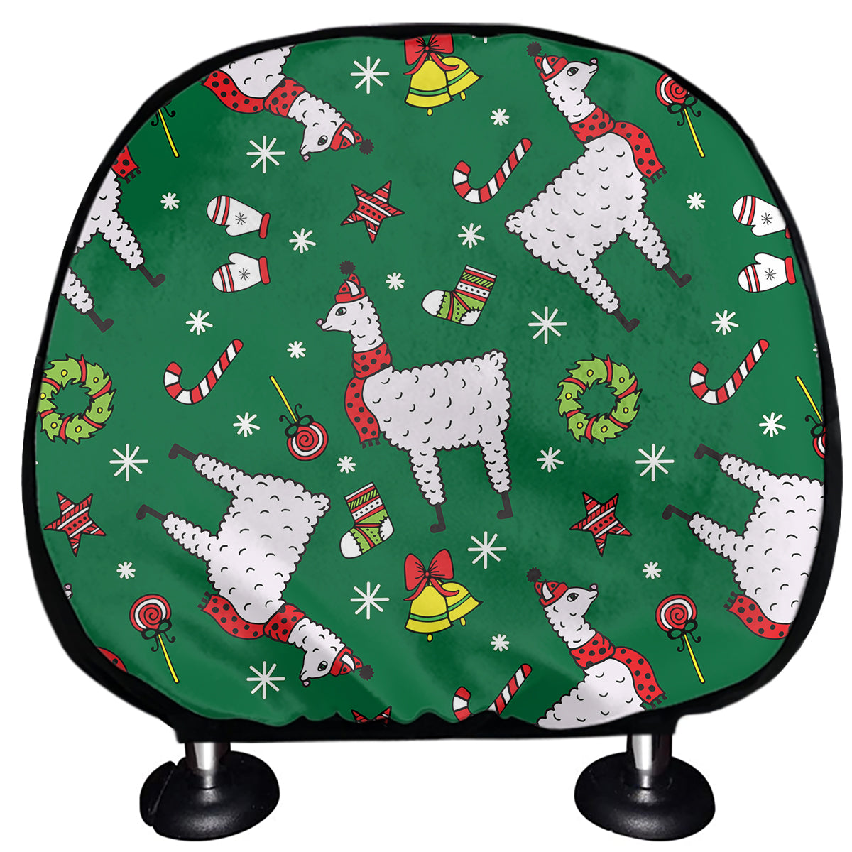 Christmas Llama Pattern Print Car Headrest Covers