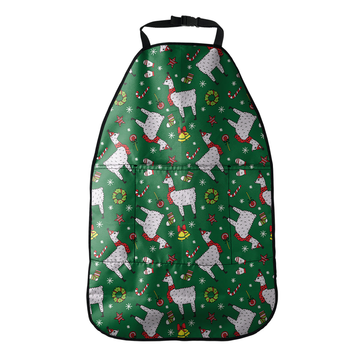Christmas Llama Pattern Print Car Seat Organizers