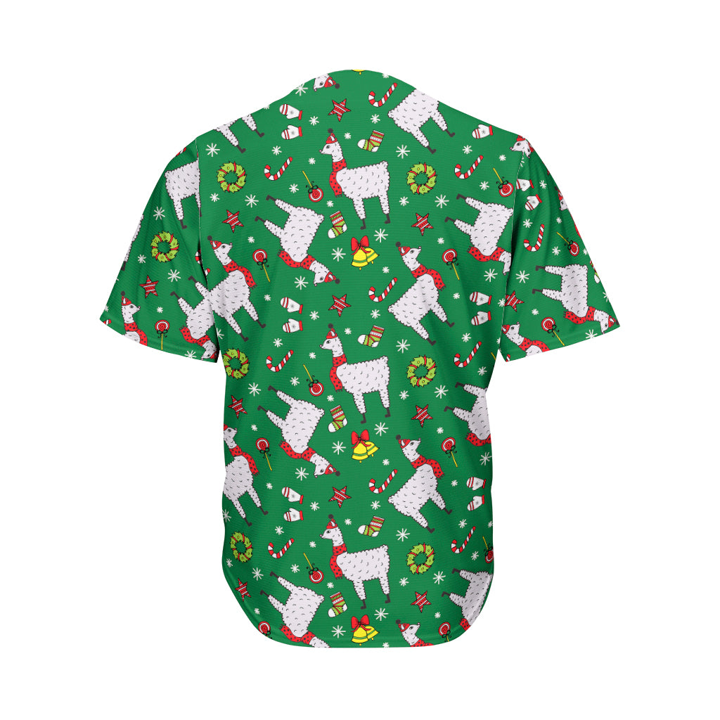 Christmas Llama Pattern Print Men's Baseball Jersey