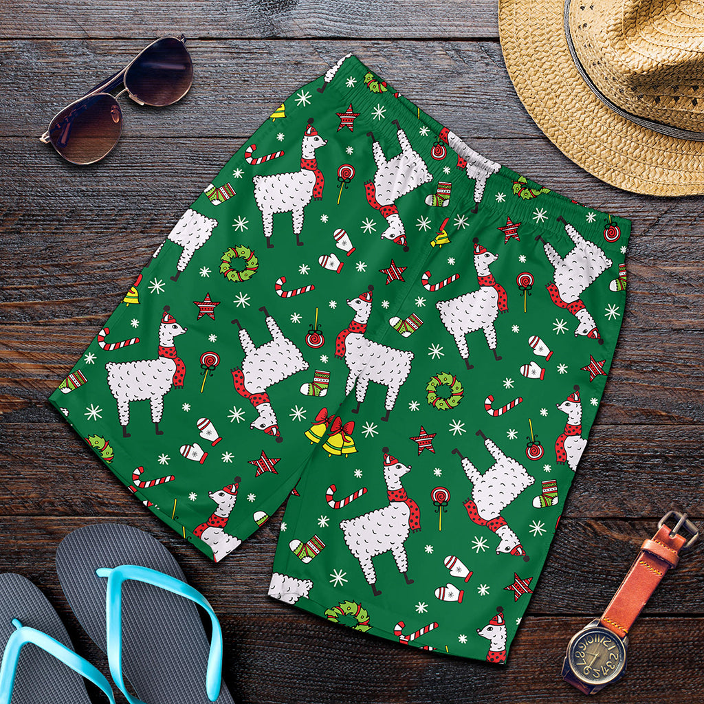 Christmas Llama Pattern Print Men's Shorts
