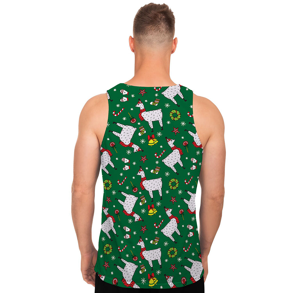 Christmas Llama Pattern Print Men's Tank Top