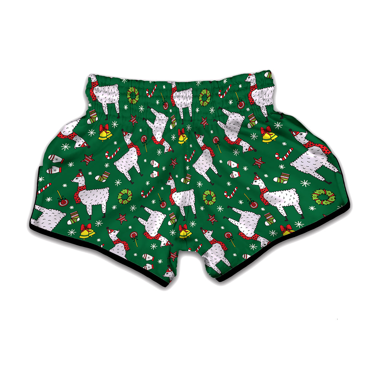 Christmas Llama Pattern Print Muay Thai Boxing Shorts