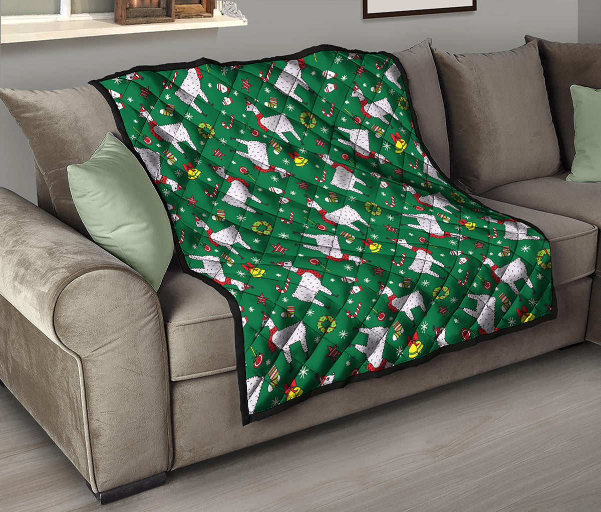 Christmas Llama Pattern Print Quilt