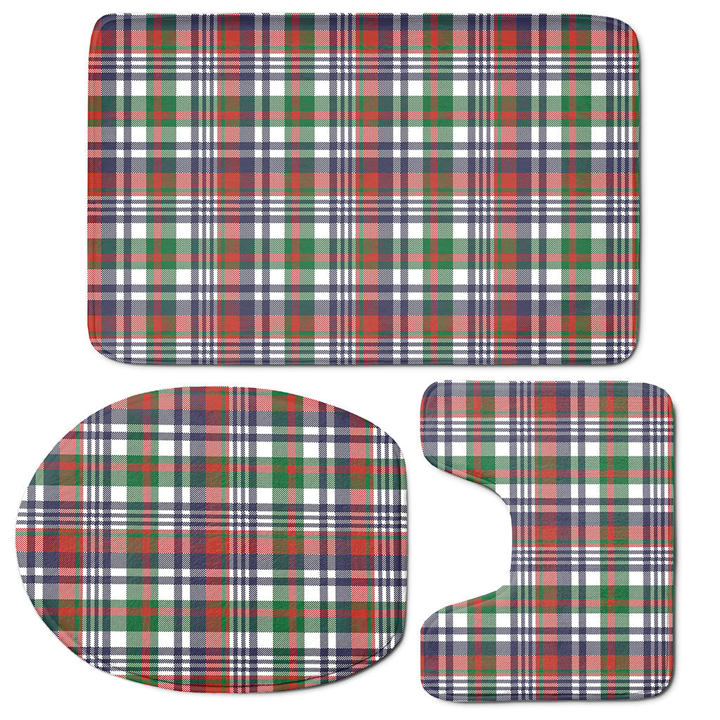 Christmas Madras Plaid Print 3 Piece Bath Mat Set
