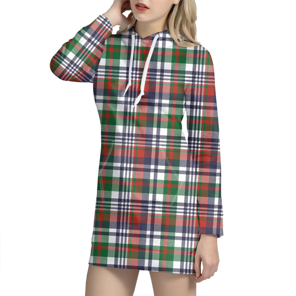 Christmas Madras Plaid Print Hoodie Dress