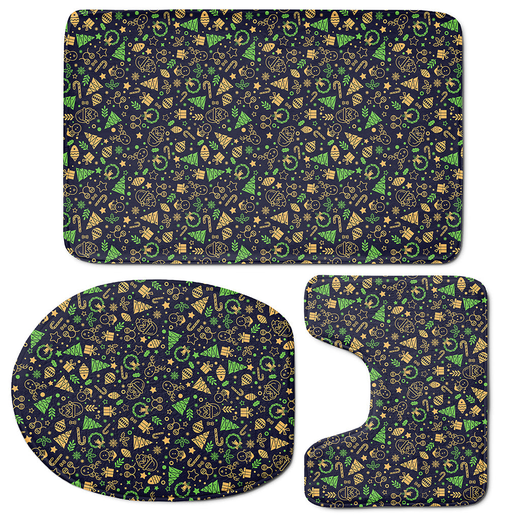 Christmas Party Elements Pattern Print 3 Piece Bath Mat Set