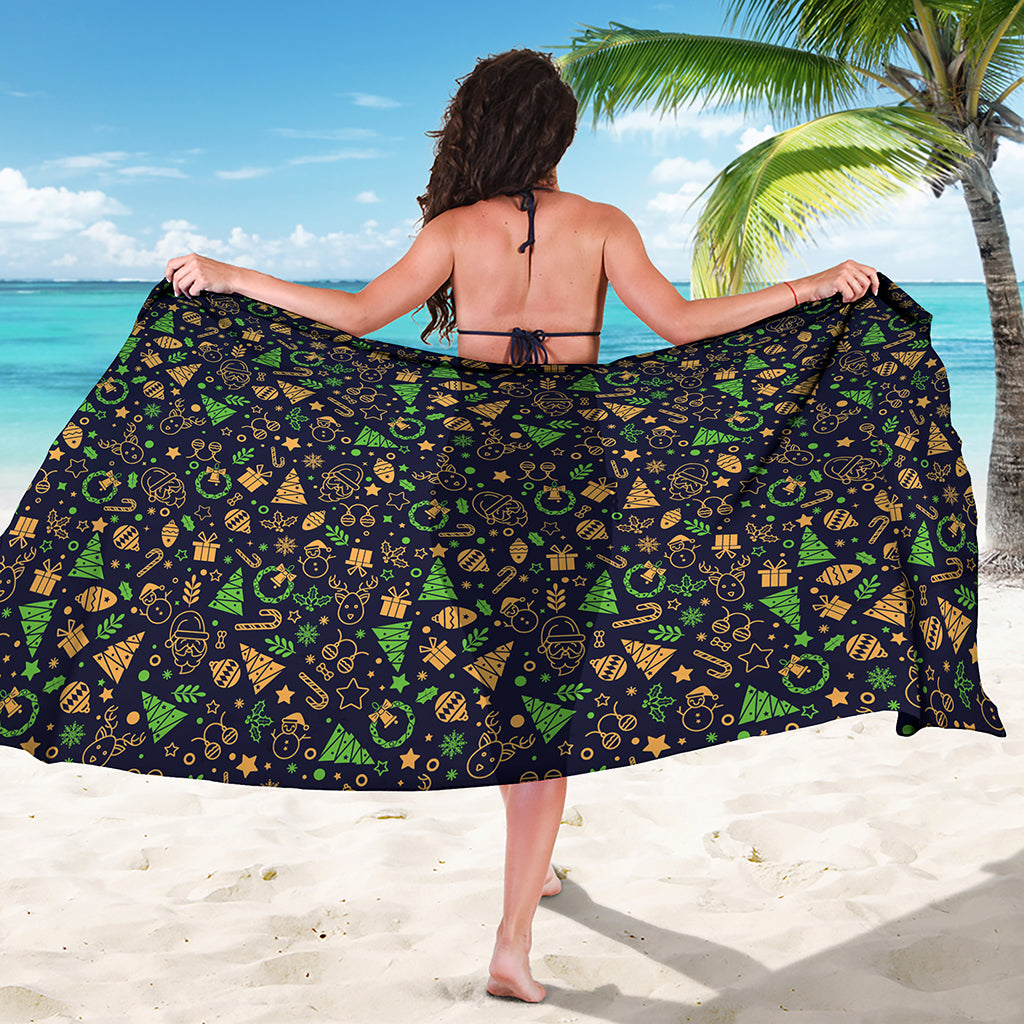 Christmas Party Elements Pattern Print Beach Sarong Wrap