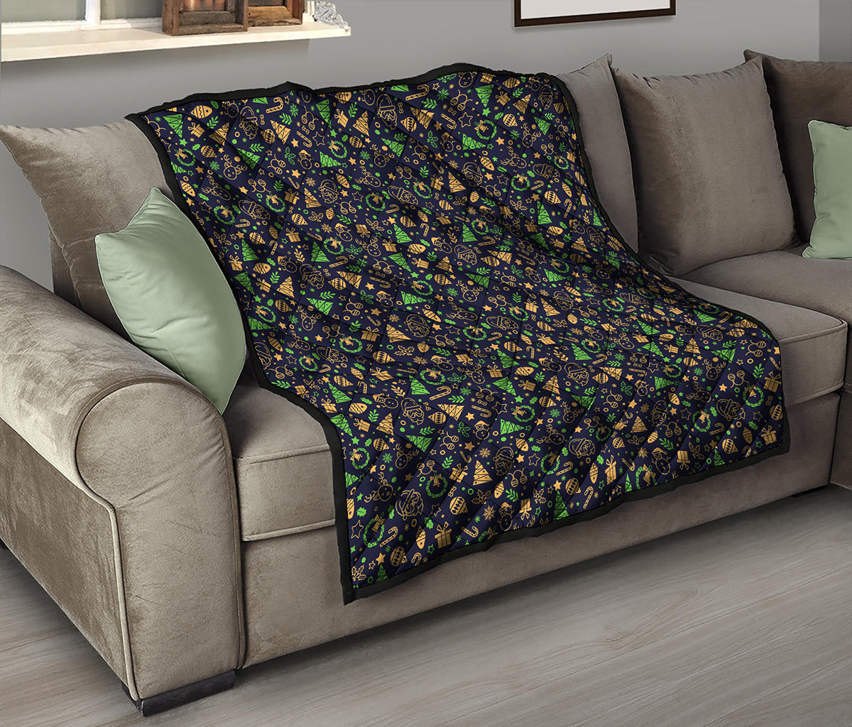 Christmas Party Elements Pattern Print Quilt