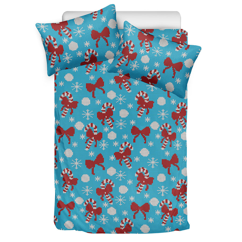 Christmas Party Knitted Pattern Print Duvet Cover Bedding Set