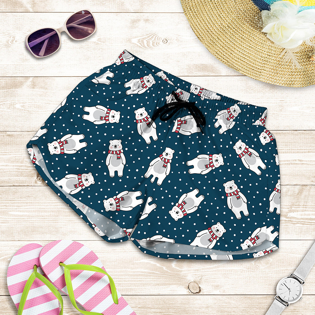 Christmas Polar Bear Pattern Print Women's Shorts